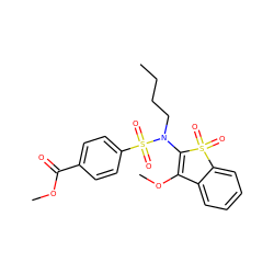 CCCCN(C1=C(OC)c2ccccc2S1(=O)=O)S(=O)(=O)c1ccc(C(=O)OC)cc1 ZINC000115230656