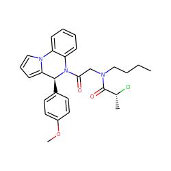 CCCCN(CC(=O)N1c2ccccc2-n2cccc2[C@@H]1c1ccc(OC)cc1)C(=O)[C@@H](C)Cl ZINC000035245271