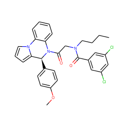 CCCCN(CC(=O)N1c2ccccc2-n2cccc2[C@@H]1c1ccc(OC)cc1)C(=O)c1cc(Cl)cc(Cl)c1 ZINC000042920253