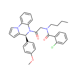 CCCCN(CC(=O)N1c2ccccc2-n2cccc2[C@@H]1c1ccc(OC)cc1)C(=O)c1ccccc1Cl ZINC000035229171