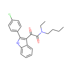 CCCCN(CC)C(=O)C(=O)c1c(-c2ccc(Cl)cc2)[nH]c2ccccc12 ZINC000040867253