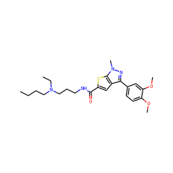 CCCCN(CC)CCCNC(=O)c1cc2c(-c3ccc(OC)c(OC)c3)nn(C)c2s1 ZINC000008596327