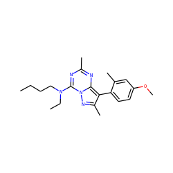 CCCCN(CC)c1nc(C)nc2c(-c3ccc(OC)cc3C)c(C)nn12 ZINC000040404547