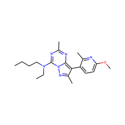 CCCCN(CC)c1nc(C)nc2c(-c3ccc(OC)nc3C)c(C)nn12 ZINC000040429573