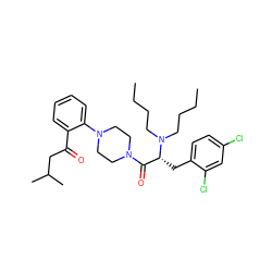 CCCCN(CCCC)[C@H](Cc1ccc(Cl)cc1Cl)C(=O)N1CCN(c2ccccc2C(=O)CC(C)C)CC1 ZINC000042835018