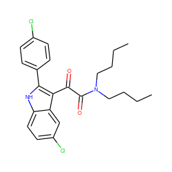 CCCCN(CCCC)C(=O)C(=O)c1c(-c2ccc(Cl)cc2)[nH]c2ccc(Cl)cc12 ZINC000013560061