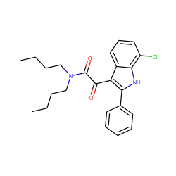 CCCCN(CCCC)C(=O)C(=O)c1c(-c2ccccc2)[nH]c2c(Cl)cccc12 ZINC000040874136