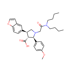 CCCCN(CCCC)C(=O)CN1C[C@H](c2ccc3occc3c2)[C@@H](C(=O)O)[C@@H]1c1ccc(OC)cc1 ZINC000013470129