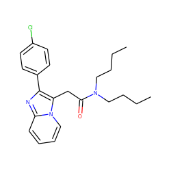 CCCCN(CCCC)C(=O)Cc1c(-c2ccc(Cl)cc2)nc2ccccn12 ZINC000013607327