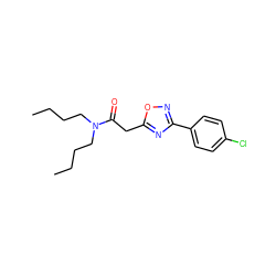 CCCCN(CCCC)C(=O)Cc1nc(-c2ccc(Cl)cc2)no1 ZINC000072118321