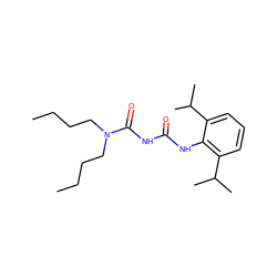 CCCCN(CCCC)C(=O)NC(=O)Nc1c(C(C)C)cccc1C(C)C ZINC000013738010