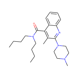 CCCCN(CCCC)C(=O)c1c(C)c(N2CCN(C)CC2)nc2ccccc12 ZINC000013644280