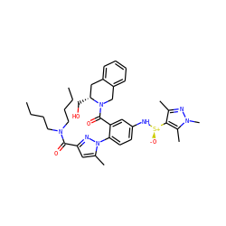 CCCCN(CCCC)C(=O)c1cc(C)n(-c2ccc(N[S@+]([O-])c3c(C)nn(C)c3C)cc2C(=O)N2Cc3ccccc3C[C@H]2CO)n1 ZINC001772616583