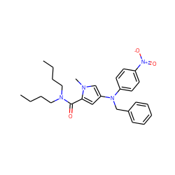 CCCCN(CCCC)C(=O)c1cc(N(Cc2ccccc2)c2ccc([N+](=O)[O-])cc2)cn1C ZINC000040934881