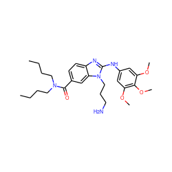 CCCCN(CCCC)C(=O)c1ccc2nc(Nc3cc(OC)c(OC)c(OC)c3)n(CCCN)c2c1 ZINC000028823349