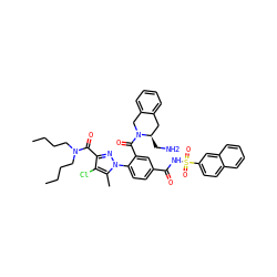 CCCCN(CCCC)C(=O)c1nn(-c2ccc(C(=O)NS(=O)(=O)c3ccc4ccccc4c3)cc2C(=O)N2Cc3ccccc3C[C@H]2CN)c(C)c1Cl ZINC000095564392