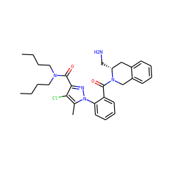 CCCCN(CCCC)C(=O)c1nn(-c2ccccc2C(=O)N2Cc3ccccc3C[C@H]2CN)c(C)c1Cl ZINC000029465156