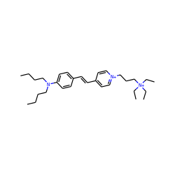 CCCCN(CCCC)c1ccc(C=Cc2cc[n+](CCC[N+](CC)(CC)CC)cc2)cc1 ZINC000004262508