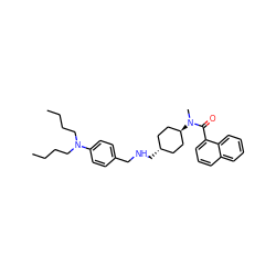 CCCCN(CCCC)c1ccc(CNC[C@H]2CC[C@H](N(C)C(=O)c3cccc4ccccc34)CC2)cc1 ZINC000299811143