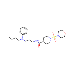 CCCCN(CCCNC(=O)C1CCN(S(=O)(=O)N2CCOCC2)CC1)c1ccccc1 ZINC000004056881