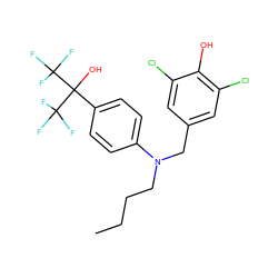 CCCCN(Cc1cc(Cl)c(O)c(Cl)c1)c1ccc(C(O)(C(F)(F)F)C(F)(F)F)cc1 ZINC000034946707