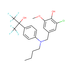 CCCCN(Cc1cc(Cl)c(O)c(OC)c1)c1ccc(C(O)(C(F)(F)F)C(F)(F)F)cc1 ZINC000034946799