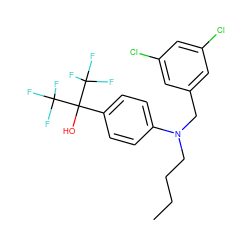 CCCCN(Cc1cc(Cl)cc(Cl)c1)c1ccc(C(O)(C(F)(F)F)C(F)(F)F)cc1 ZINC000034946801