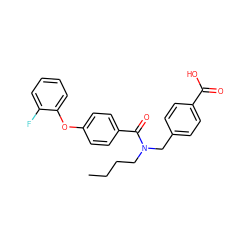 CCCCN(Cc1ccc(C(=O)O)cc1)C(=O)c1ccc(Oc2ccccc2F)cc1 ZINC000584598523