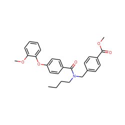 CCCCN(Cc1ccc(C(=O)OC)cc1)C(=O)c1ccc(Oc2ccccc2OC)cc1 ZINC000584598503