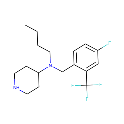 CCCCN(Cc1ccc(F)cc1C(F)(F)F)C1CCNCC1 ZINC000036093178