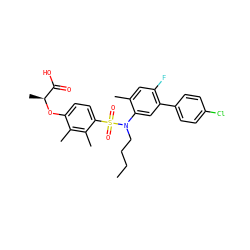 CCCCN(c1cc(-c2ccc(Cl)cc2)c(F)cc1C)S(=O)(=O)c1ccc(O[C@@H](C)C(=O)O)c(C)c1C ZINC000071317696