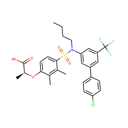 CCCCN(c1cc(-c2ccc(Cl)cc2)cc(C(F)(F)F)c1)S(=O)(=O)c1ccc(O[C@@H](C)C(=O)O)c(C)c1C ZINC000071329292