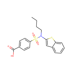 CCCCN(c1cc2ccccc2s1)S(=O)(=O)c1ccc(C(=O)O)cc1 ZINC000115232274