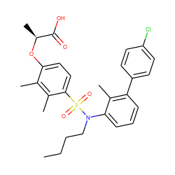 CCCCN(c1cccc(-c2ccc(Cl)cc2)c1C)S(=O)(=O)c1ccc(O[C@@H](C)C(=O)O)c(C)c1C ZINC000071297001