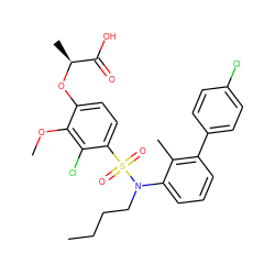 CCCCN(c1cccc(-c2ccc(Cl)cc2)c1C)S(=O)(=O)c1ccc(O[C@@H](C)C(=O)O)c(OC)c1Cl ZINC000071318877