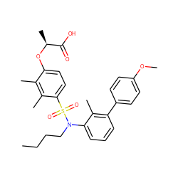 CCCCN(c1cccc(-c2ccc(OC)cc2)c1C)S(=O)(=O)c1ccc(O[C@@H](C)C(=O)O)c(C)c1C ZINC000071317750