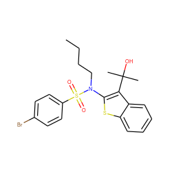 CCCCN(c1sc2ccccc2c1C(C)(C)O)S(=O)(=O)c1ccc(Br)cc1 ZINC000115235396