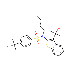 CCCCN(c1sc2ccccc2c1C(C)(C)O)S(=O)(=O)c1ccc(C(C)(C)O)cc1 ZINC000115232396