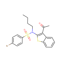 CCCCN(c1sc2ccccc2c1C(C)=O)S(=O)(=O)c1ccc(Br)cc1 ZINC000115233293