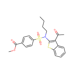 CCCCN(c1sc2ccccc2c1C(C)=O)S(=O)(=O)c1ccc(C(=O)OC)cc1 ZINC000115232530