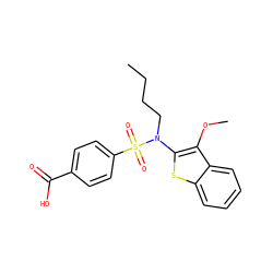 CCCCN(c1sc2ccccc2c1OC)S(=O)(=O)c1ccc(C(=O)O)cc1 ZINC000115231584