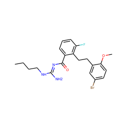 CCCCN/C(N)=N/C(=O)c1cccc(F)c1CCc1cc(Br)ccc1OC ZINC000049937604