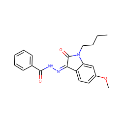 CCCCN1C(=O)/C(=N\NC(=O)c2ccccc2)c2ccc(OC)cc21 ZINC000040957688