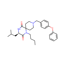 CCCCN1C(=O)[C@@H](CC(C)C)NC(=O)C12CCN(Cc1ccc(Oc3ccccc3)cc1)CC2 ZINC000028817812