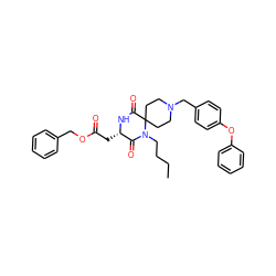 CCCCN1C(=O)[C@H](CC(=O)OCc2ccccc2)NC(=O)C12CCN(Cc1ccc(Oc3ccccc3)cc1)CC2 ZINC000053230792