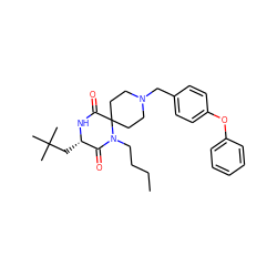 CCCCN1C(=O)[C@H](CC(C)(C)C)NC(=O)C12CCN(Cc1ccc(Oc3ccccc3)cc1)CC2 ZINC000053244139