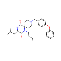 CCCCN1C(=O)[C@H](CC(C)C)NC(=O)C12CCN(Cc1ccc(Oc3ccccc3)cc1)CC2 ZINC000028817813