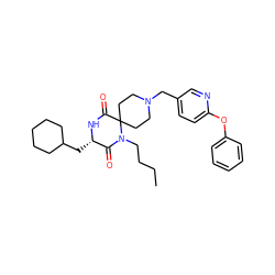 CCCCN1C(=O)[C@H](CC2CCCCC2)NC(=O)C12CCN(Cc1ccc(Oc3ccccc3)nc1)CC2 ZINC000053243736