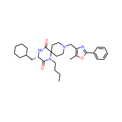 CCCCN1C(=O)[C@H](CC2CCCCC2)NC(=O)C12CCN(Cc1nc(-c3ccccc3)oc1C)CC2 ZINC000053246970