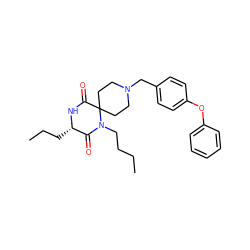 CCCCN1C(=O)[C@H](CCC)NC(=O)C12CCN(Cc1ccc(Oc3ccccc3)cc1)CC2 ZINC000038404606